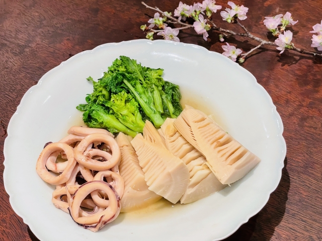 いかとタケノコと菜の花